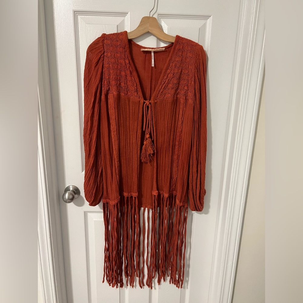 Free People tunic with long fringe bottom, Size: Small